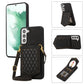 Rhombic Texture RFID Phone Case with Lanyard & Mirror