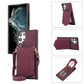 Rhombic Texture RFID Phone Case with Lanyard & Mirror