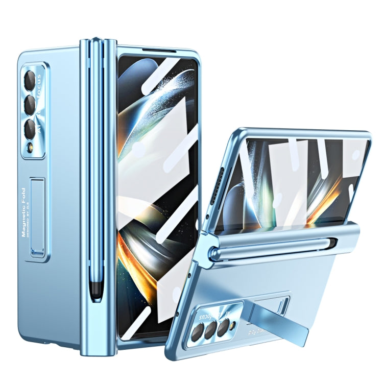 Electroplating Corrugated Hinge Folding Phone Case with Pen Slot