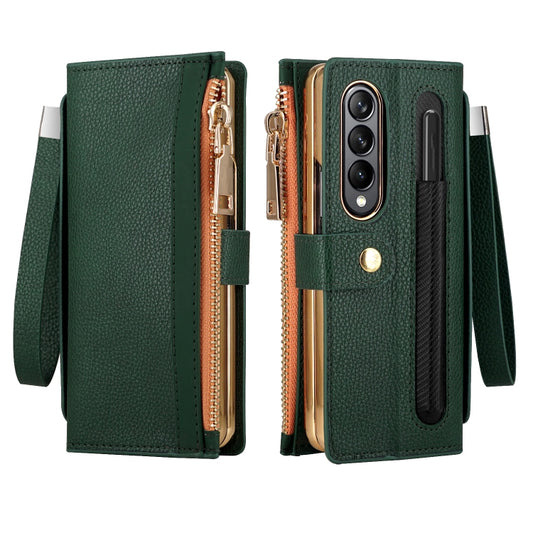 Celebrity Series RFID Anti-theft Brush Phone Leather Case with Pen Slot
