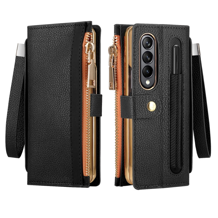Celebrity Series RFID Anti-theft Brush Phone Leather Case with Pen Slot