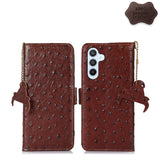 Ostrich Pattern Genuine Leather RFID Phone Case