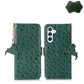 Ostrich Pattern Genuine Leather RFID Phone Case