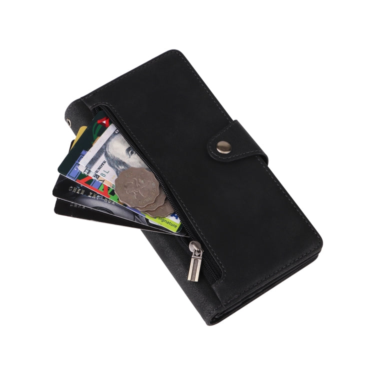 Rivet Buckle 9 Cards Three Fold Leather Phone Case