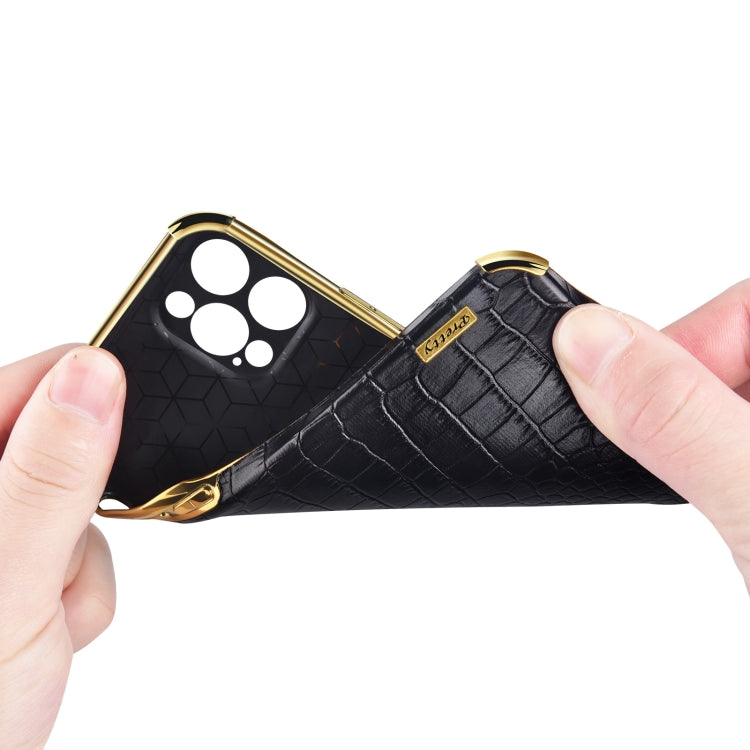 6D Electroplating Crocodile Texture Phone Case With Holder