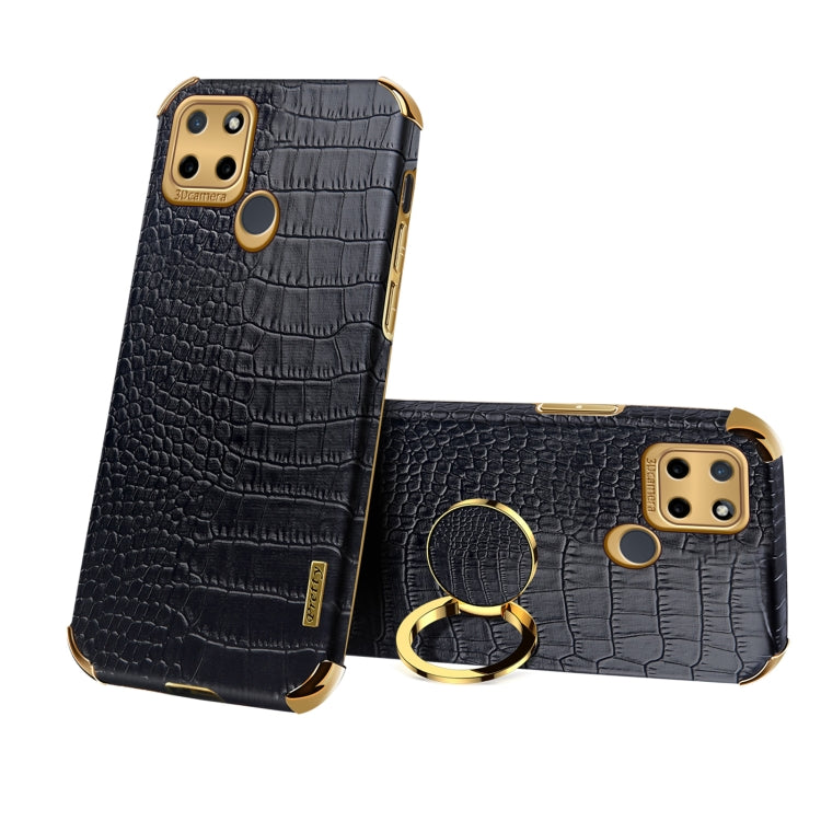 6D Electroplating Crocodile Texture Phone Case With Holder