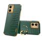 6D Electroplating Crocodile Texture Phone Case With Holder