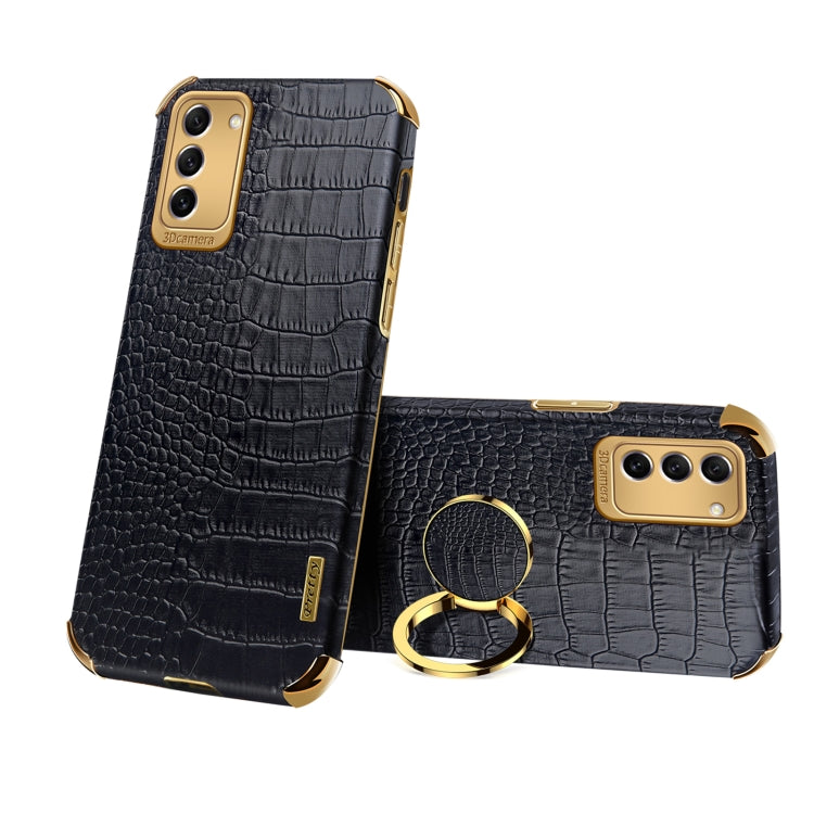 6D Electroplating Crocodile Texture Phone Case With Holder