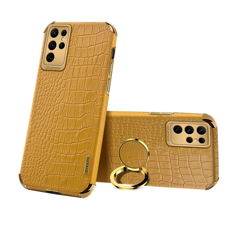 6D Electroplating Crocodile Texture Phone Case With Holder