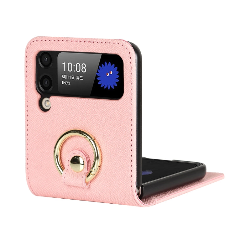 Cross Texture Lanyard Ring Phone Case