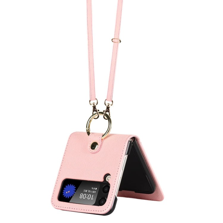 Cross Texture Lanyard Ring Phone Case