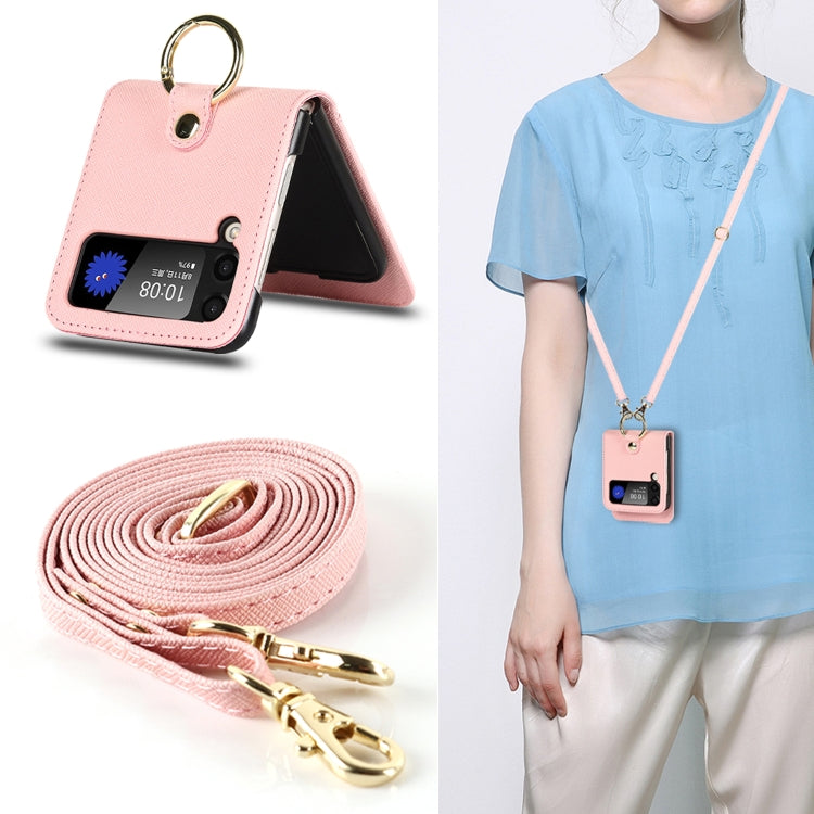 Cross Texture Lanyard Ring Phone Case