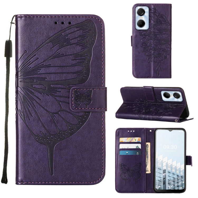 Embossed Butterfly Flip Leather Phone Case