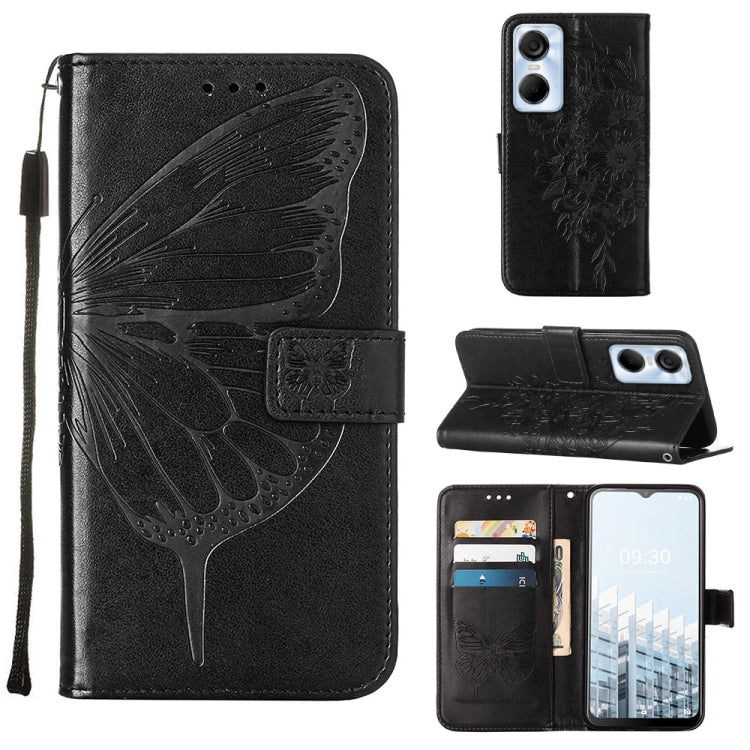 Embossed Butterfly Flip Leather Phone Case