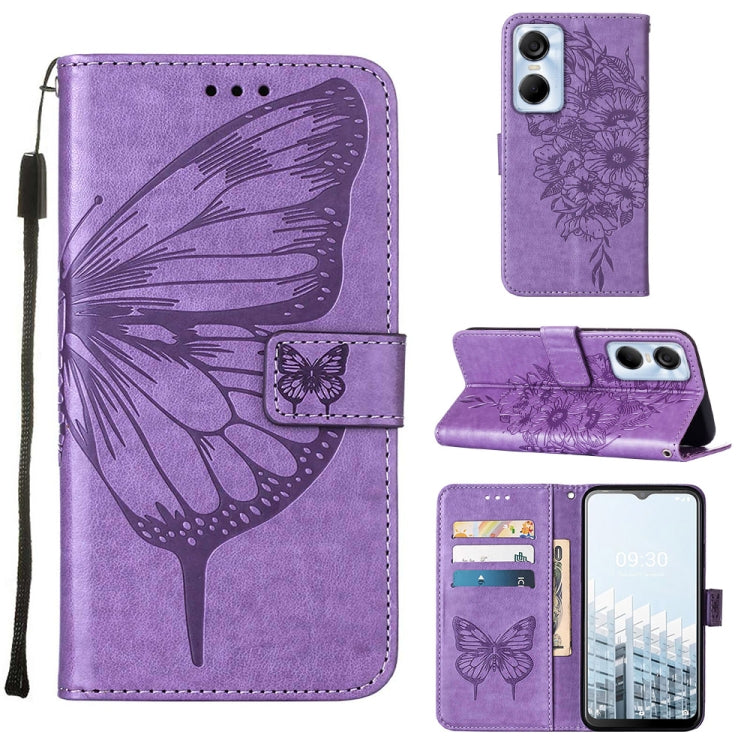 Embossed Butterfly Flip Leather Phone Case
