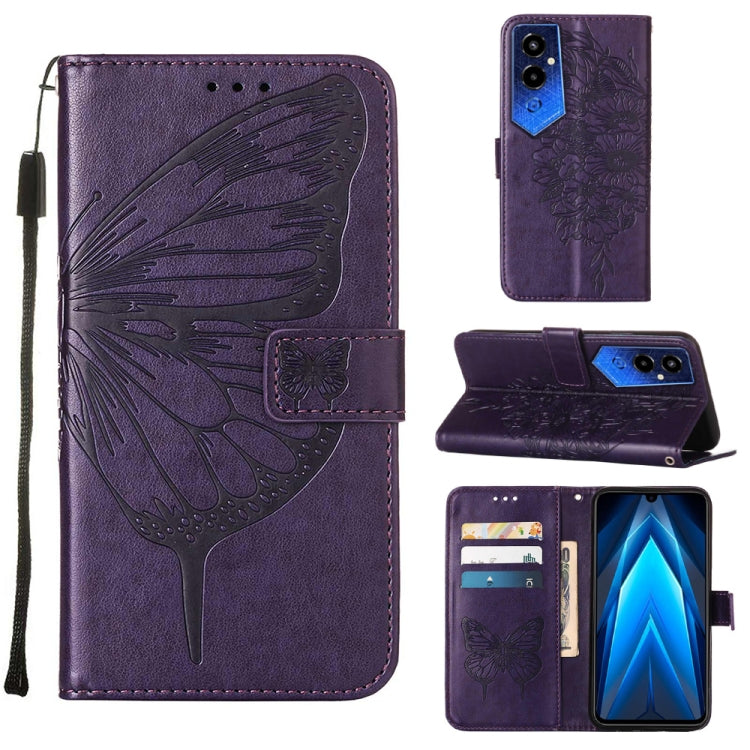 Embossed Butterfly Flip Leather Phone Case