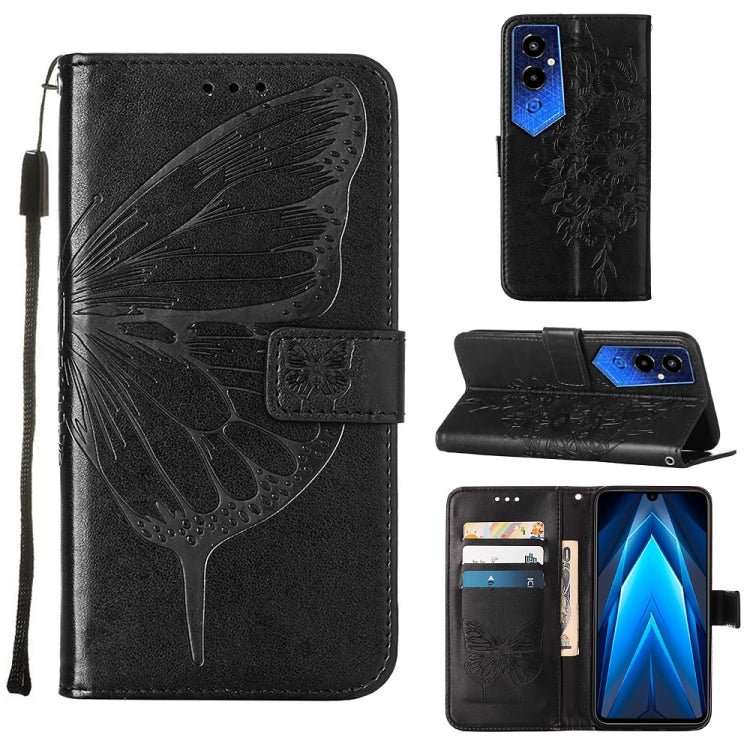 Embossed Butterfly Flip Leather Phone Case