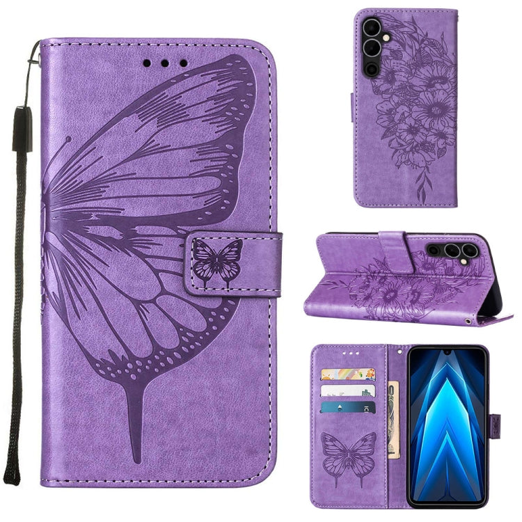 Embossed Butterfly Flip Leather Phone Case