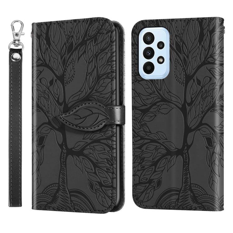 Life Tree Embossing Pattern Leather Phone Case