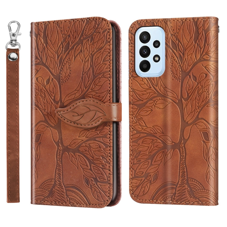 Life Tree Embossing Pattern Leather Phone Case