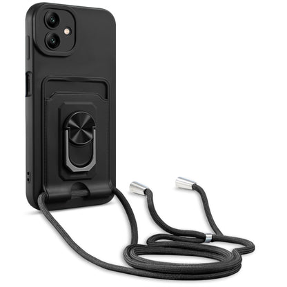 Ring Kickstand Card Wallet TPU Phone Case with Lanyard