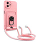 Ring Kickstand Card Wallet TPU Phone Case with Lanyard