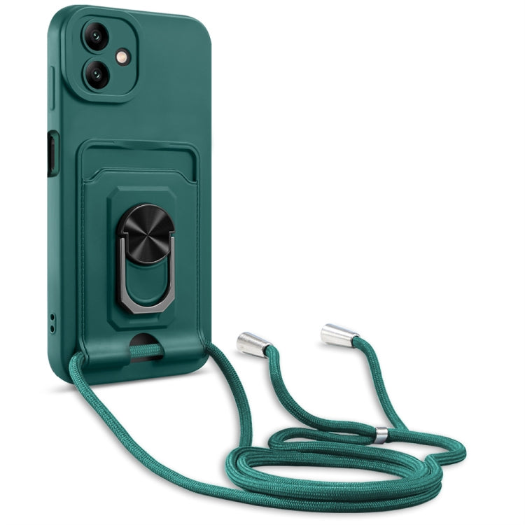 Ring Kickstand Card Wallet TPU Phone Case with Lanyard