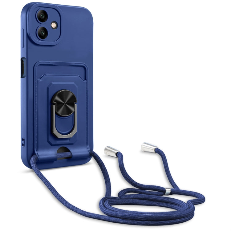 Ring Kickstand Card Wallet TPU Phone Case with Lanyard