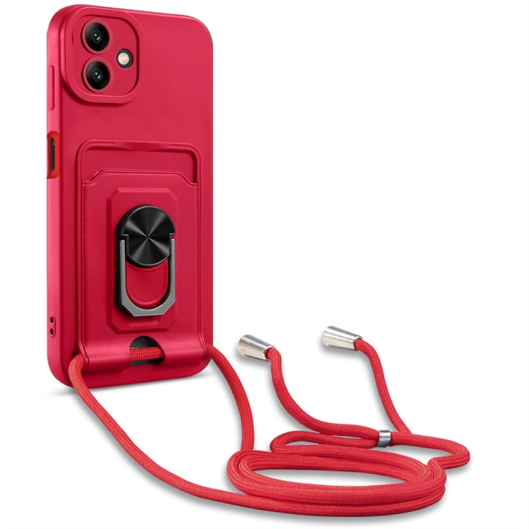 Ring Kickstand Card Wallet TPU Phone Case with Lanyard