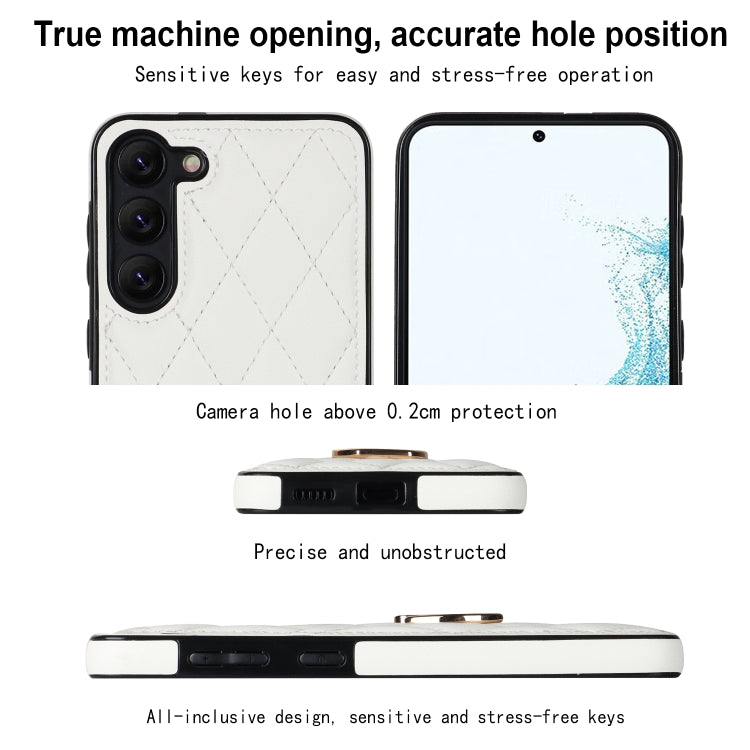 Rhombic PU Leather Phone Case with Ring Holder