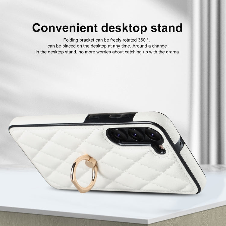 Rhombic PU Leather Phone Case with Ring Holder