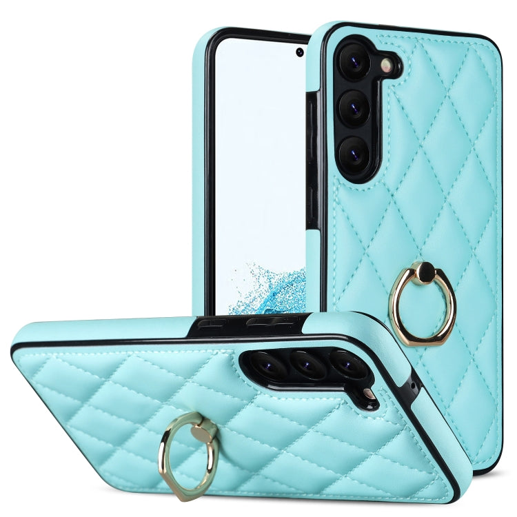 Rhombic PU Leather Phone Case with Ring Holder