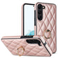 Rhombic PU Leather Phone Case with Ring Holder