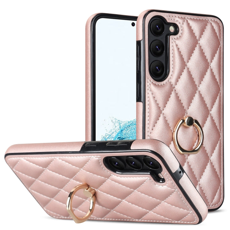 Rhombic PU Leather Phone Case with Ring Holder