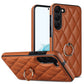 Rhombic PU Leather Phone Case with Ring Holder
