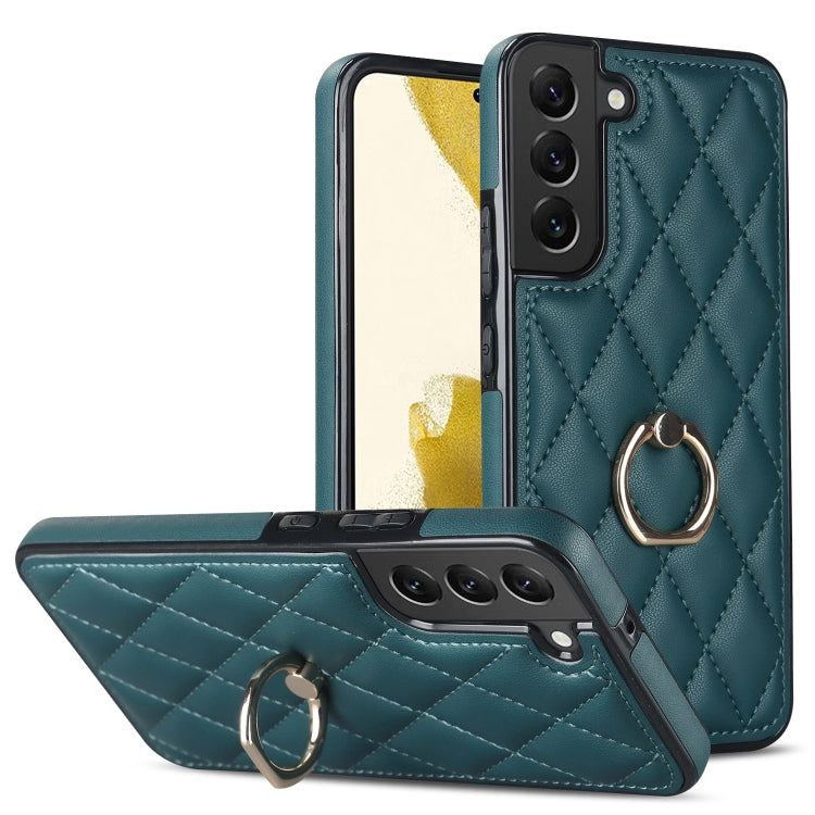 Rhombic PU Leather Phone Case with Ring Holder