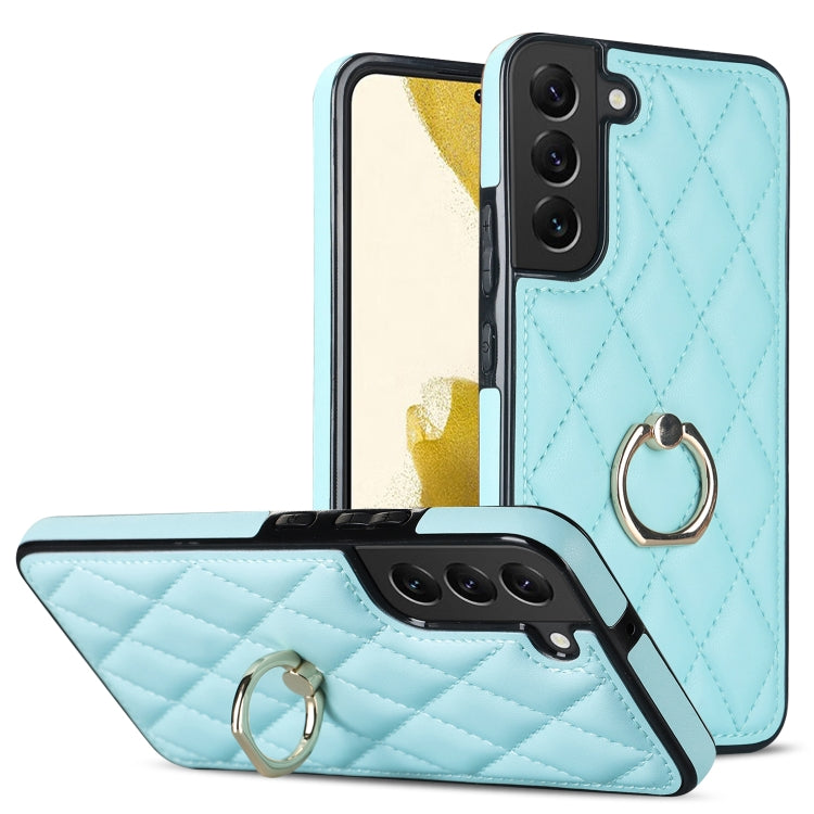 Rhombic PU Leather Phone Case with Ring Holder