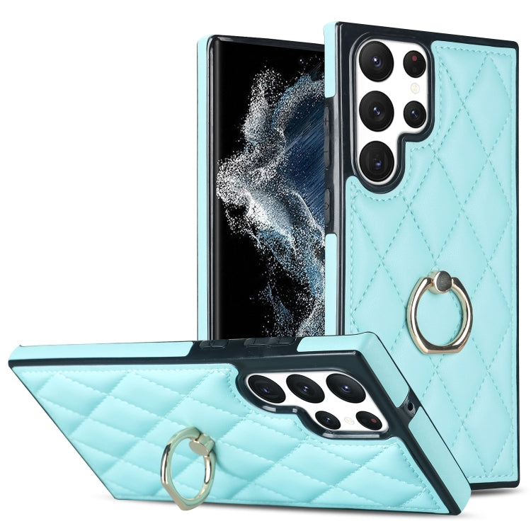 Rhombic PU Leather Phone Case with Ring Holder