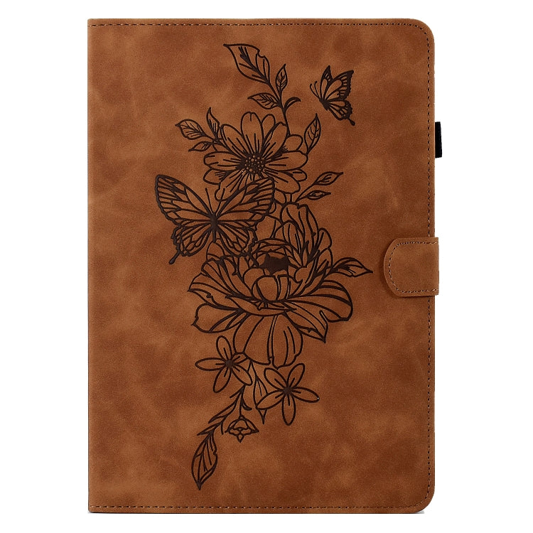 Peony Butterfly Embossed Leather Smart Tablet Case