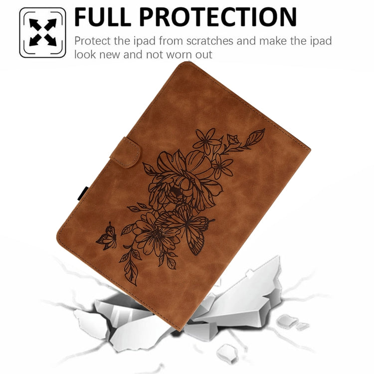 Peony Butterfly Embossed Leather Smart Tablet Case