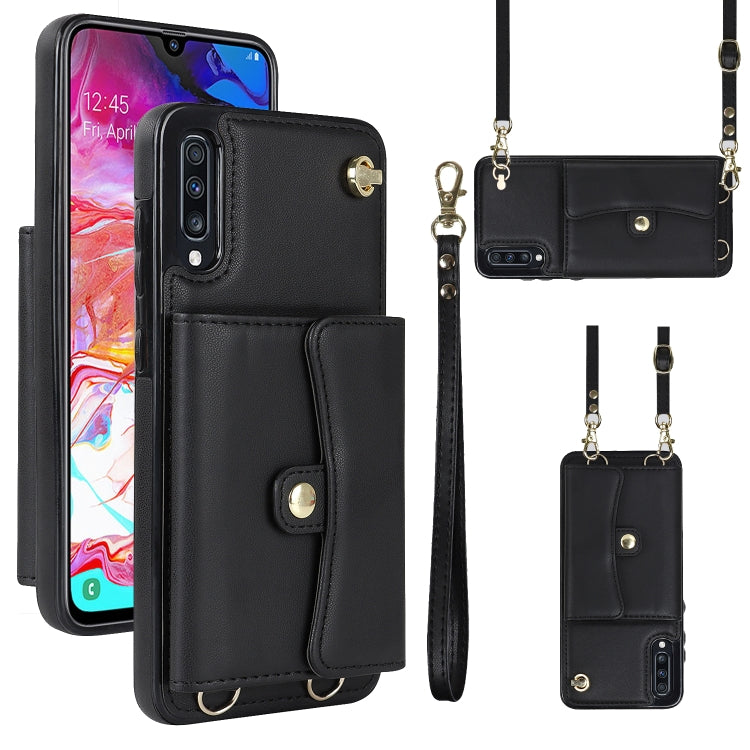 RFID Card Slot Leather Phone Case with Long Lanyard