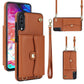 RFID Card Slot Leather Phone Case with Long Lanyard