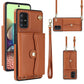 RFID Card Slot Leather Phone Case with Long Lanyard