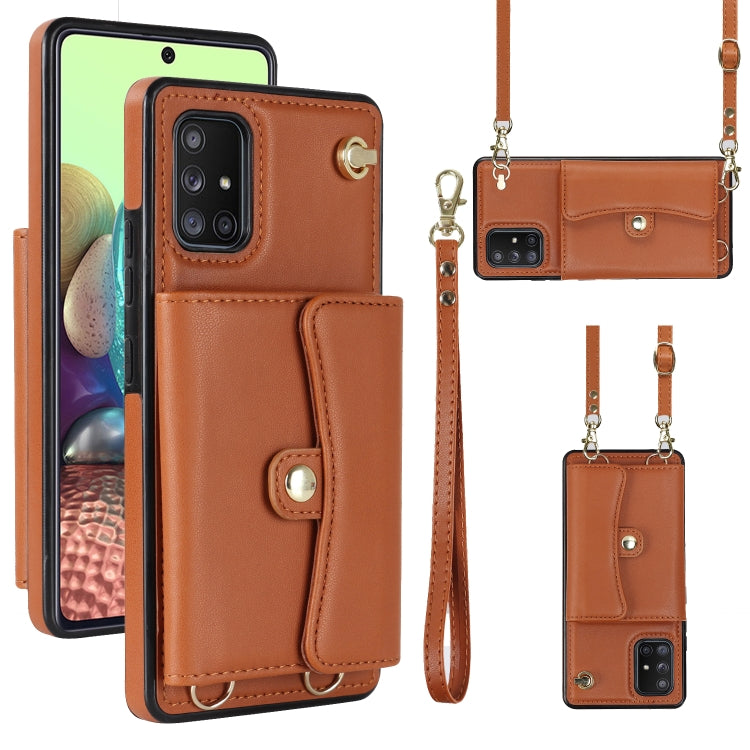 RFID Card Slot Leather Phone Case with Long Lanyard