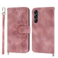 Skin-feel Flowers Embossed Wallet Leather Phone Case