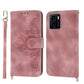 Skin-feel Flowers Embossed Wallet Leather Phone Case