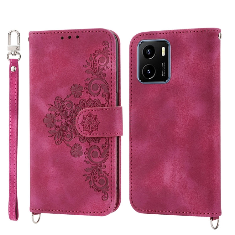 Skin-feel Flowers Embossed Wallet Leather Phone Case