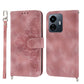 Skin-feel Flowers Embossed Wallet Leather Phone Case