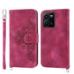 Skin-feel Flowers Embossed Wallet Leather Phone Case