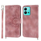 Skin-feel Flowers Embossed Wallet Leather Phone Case